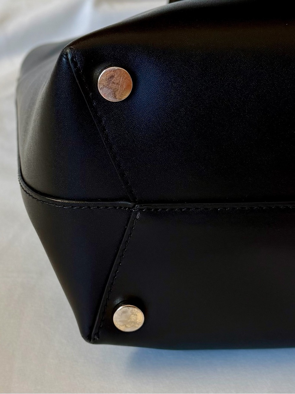 Michael Kors Black Leather Tote with Gold MK Emblem - Picture 11 of 16